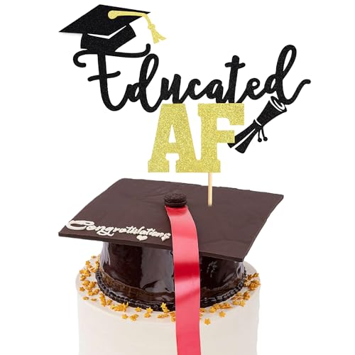 Arthsdite Tortenaufsatz mit Aufschrift "Educated AF for Class of 2025 Graduation High School Graduation College", Party-Dekoration, schwarzer Glitzer, 1 Stück Arthsdite Tortenaufsatz mit Aufschrift "Educated AF for Class of 2025 Graduation High School Graduation College", Party-Dekoration, schwarzer Glitzer, 1 Stück von Arthsdite