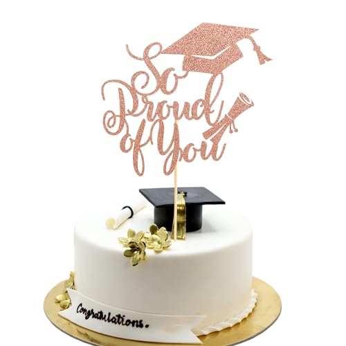 Arthsdite Tortenaufsatz mit Aufschrift "So Proud of You", Aufschrift "Congrats Grade 2024", Abschlussfeier, Kuchendekoration, Abschlussfeier, Party-Dekorationen – Roségold-Glitzer, Größe M, 1 Stück Arthsdite Tortenaufsatz mit Aufschrift "So Proud of You", Aufschrift "Congrats Grade 2024", Abschlussfeier, Kuchendekoration, Abschlussfeier, Party-Dekorationen – Roségold-Glitzer, Größe M, 1 Stück von Arthsdite