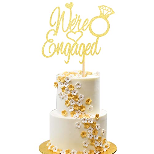 Arthsdite Tortenaufsatz mit Aufschrift "We're Engaged", Brautdusche, Kuchendekoration, Dekoration für Hochzeit, Verlobung, Motto-Party, Goldglitzer Arthsdite Tortenaufsatz mit Aufschrift "We're Engaged", Brautdusche, Kuchendekoration, Dekoration für Hochzeit, Verlobung, Motto-Party, Goldglitzer von Arthsdite
