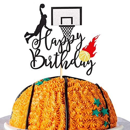 Arthsdite Tortenaufsatz mit Basketballmotiv "Happy Birthday", Basketball-Motiv, für Basketball-Thema, Babyparty, Geburtstagsparty, Kuchendekorationen, Zubehör, schwarzer Glitzer Arthsdite Tortenaufsatz mit Basketballmotiv "Happy Birthday", Basketball-Motiv, für Basketball-Thema, Babyparty, Geburtstagsparty, Kuchendekorationen, Zubehör, schwarzer Glitzer von Arthsdite