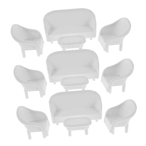 ARTIBETTER 3 Sets Miniatur-puppenhausmöbel, Kunststofftisch, Sofa, Stuhl, Requisiten Für Rollenspiele, DIY-feengarten, Sandtischdekorationen von Artibetter