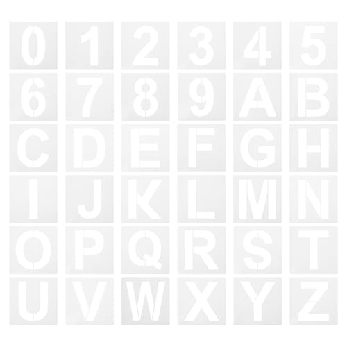 ARTIBETTER 36 Stück Teiliges Set Kreative Buchstaben und Zahlen Schablonen Wiederverwendbare DIY Malvorlagen für Kunst und Handwerk für Dekoration und Projekte von Artibetter