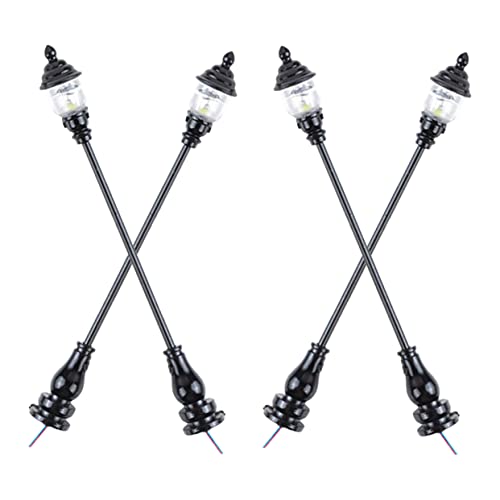 Artibetter 4 Stück Sandtisch Modellzubehör Straßen Miniatur Gartenleuchten Mini Licht Lampenmodelle Gartendekoration Landschaftslampe Mini Lampenmodell Kleines Licht Schwarzer von Artibetter