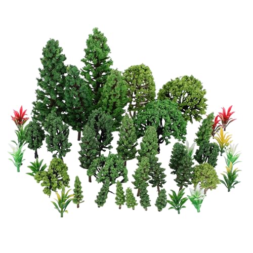 ARTIBETTER 40 Stück Teiliges Mini Modellbäume aus Robustem Kunststoff Realistische Gemischte Miniaturbäume für DIY Landschaftsbau Kompakt Leicht für Diorama Bastelprojekte von Artibetter