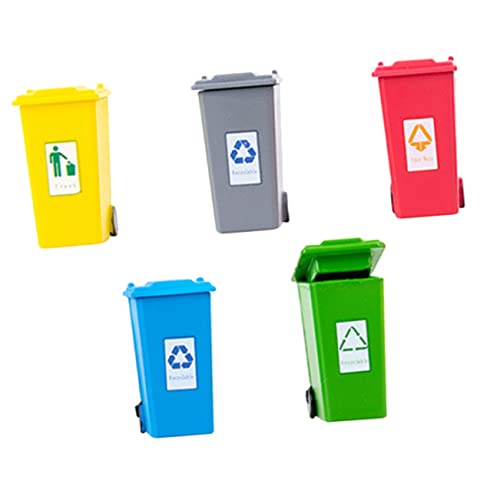 ARTIBETTER 5Stücke Mülleimer Modell für Puppenhaus und Sandtisch Zufällige Farben Realistisches Design für Dekorationen und Mikrolandschaften von Artibetter