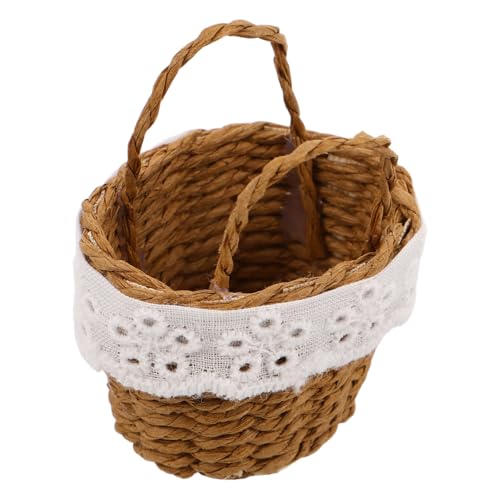 ARTIBETTER Mini-Hand-Blumenkorb Netter Mini gewebter Korb Miniatur-Puppenhauskörbe Puppenhausspiel -Szenenkorb handgewebte Puppenkorb Puppenhaus geflochtener Korb Nachahmung Kaffee von Artibetter