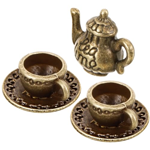 ARTIBETTER Miniatur-Teetassen-Set Aus Eisen Vintage-Puppenhaus-Teekanne Winzige Teetassen Für Kleine Mädchen Puppenhaus Café Küchenzubehör von Artibetter