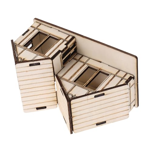 ARTIBETTER Sandtischhaus Bauen Spielzeughaus Miniaturhäuser zum Basteln Holz zum Basteln Handwerkshäuser unfertiges Holzhaus kleine Häuser zum Basteln Bausatz hölzern Beige von Artibetter