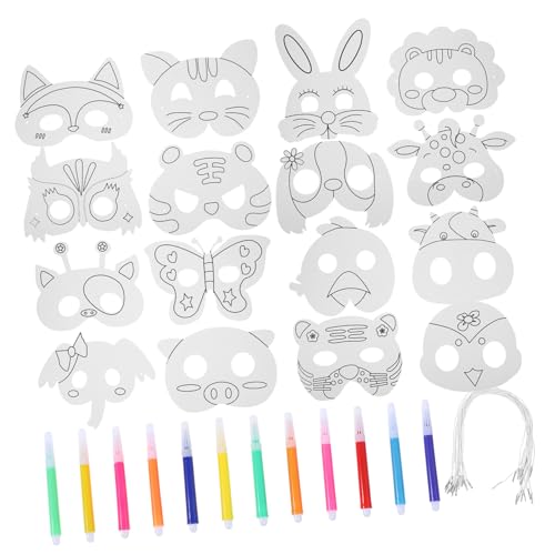 Artibetter 16 Stück Teiliges DIY Tiermasken aus Papier Blanko Tiergesichtsmasken zum Bemalen und Basteln für Kindergeburtstag Karneval und Halloween Inklusive Süßer Tiermotive Kindgerecht und Artibetter 16 Stück Teiliges DIY Tiermasken aus Papier Blanko Tiergesichtsmasken zum Bemalen und Basteln für Kindergeburtstag Karneval und Halloween Inklusive Süßer Tiermotive Kindgerecht und von Artibetter