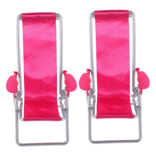 Artibetter 2 Stück Miniatur Faltbarer Strandstuhl Rosa Puppenhausmöbel Kompakt Klappbar Robust und Leicht Vielseitige Strand deko für Puppenhaus Tisch und Mikrolandschaften von Artibetter