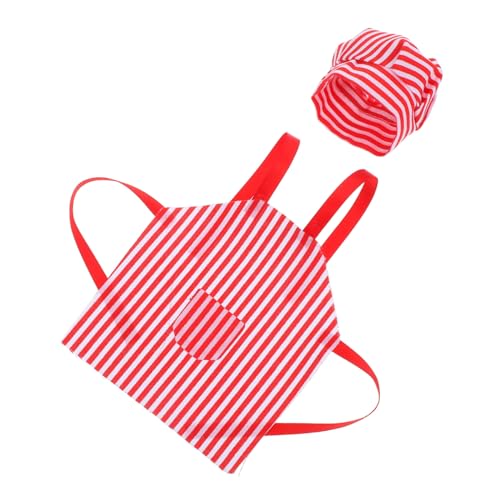 Artibetter Mini Doll Chef Apron Und Hut Set Puppenhaus Zubehör Für Kreative Szenen Für Puppenliebhaber Und Bastelprojekte Rot-weiß Gestreift Handgefertigt Vielseitig Einsetzbar von Artibetter