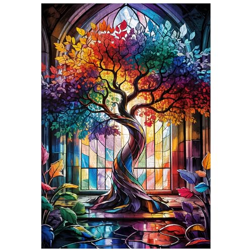 Tolles Puzzle für Erwachsene, 300 Teile, Buntglas, Baum des Lebens, Puzzles für Erwachsene, Spielzeug, Geschenk, Familiendekoration, Kinderpuzzles von Artinhand