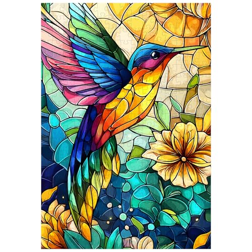 Tolles Puzzle für Erwachsene, 300 Teile, Buntglas-Kolibri-Puzzles für Erwachsene, Spielzeug, Geschenk, Familiendekoration, Kinderpuzzle von Artinhand