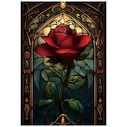 Tolles Puzzle für Erwachsene, 300 Teile, Buntglas-Rosen-Puzzles für Erwachsene, Spielzeug, Geschenk, Familiendekoration, Kinderpuzzle von Artinhand