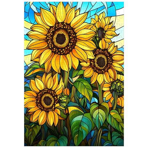 Tolles Puzzle für Erwachsene, 300 Teile, Buntglas-Sonnenblumen, Puzzles für Erwachsene, Spielzeug, Geschenk, Familiendekoration, Kinderpuzzles von Artinhand