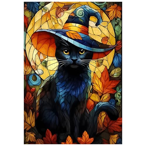 Tolles Puzzle für Erwachsene, 300 Teile, Halloween, schwarze Katze, Puzzles für Erwachsene, Spielzeug, Geschenk, Familiendekoration, Kinderpuzzle von Artinhand