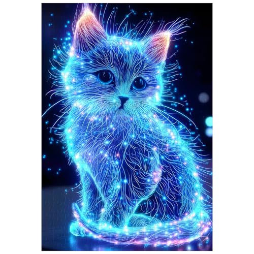 Tolles Puzzle für Erwachsene, 300 Teile, Tier, niedlich, blau, leuchtende Katze, Puzzles für Erwachsene, Spielzeug, Geschenk, Familiendekoration, Kinderpuzzle von Artinhand