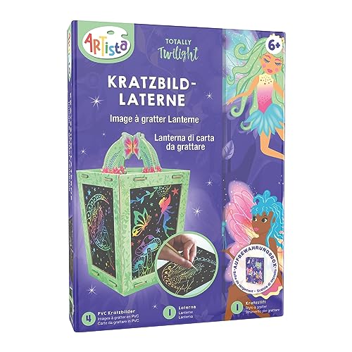 Artista 9301922 Bastelset Kratzbild-Laterne Fee, DIY-Kit für Kinder, Kreativset in praktischer Aufbewahrungsbox von ARTISTA