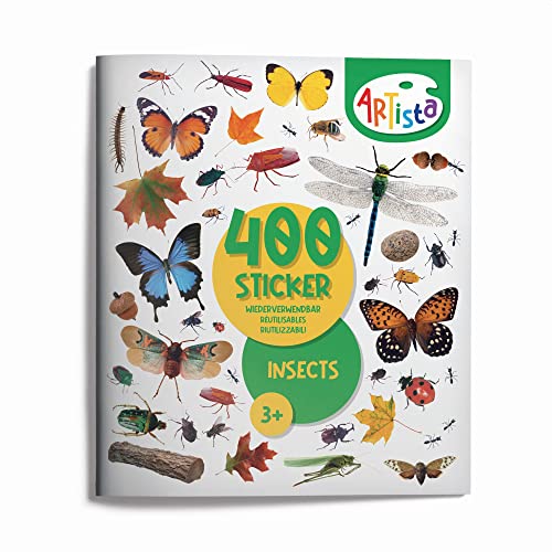 Artista 9315132 Stickerbuch Insekten, 400 naturgetreue Sticker, wiederverwendbar, für Erwachsene und Kinder ab 3 Jahren von Artista