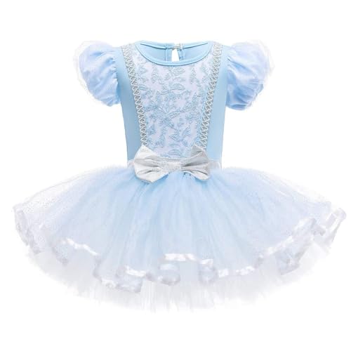 AruMinna Kleinkind Mädchen Prinzessin Ballerina Tutu Kleid Rapunzel Sofia Schneewittchen Frozen Elsa Verkleidung Karneval Halloween Kostüm (002 Himmelblau, 12-18 Monate) von AruMinna