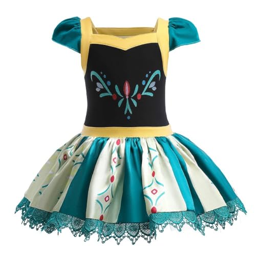 AruMinna Kleinkind Mädchen Prinzessin Ballerina Tutu Kleid Rapunzel Sofia Schneewittchen Frozen Elsa Verkleidung Karneval Halloween Kostüm (Anna, 5-6 Jahre) von AruMinna