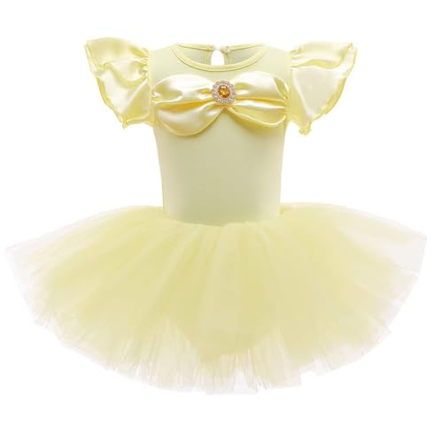 AruMinna Kleinkind Mädchen Prinzessin Ballerina Tutu Kleid Rapunzel Sofia Schneewittchen Frozen Elsa Verkleidung Karneval Halloween Kostüm (Belle, 5-6 Jahre) von AruMinna