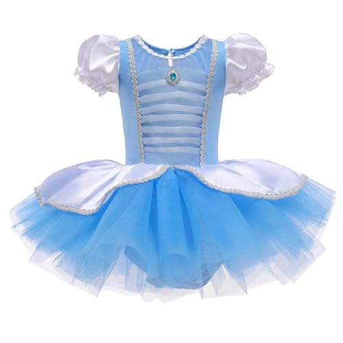 AruMinna Kleinkind Mädchen Prinzessin Ballerina Tutu Kleid Rapunzel Sofia Schneewittchen Frozen Elsa Verkleidung Karneval Halloween Kostüm (Cinderella, 5-6 Jahre) von AruMinna