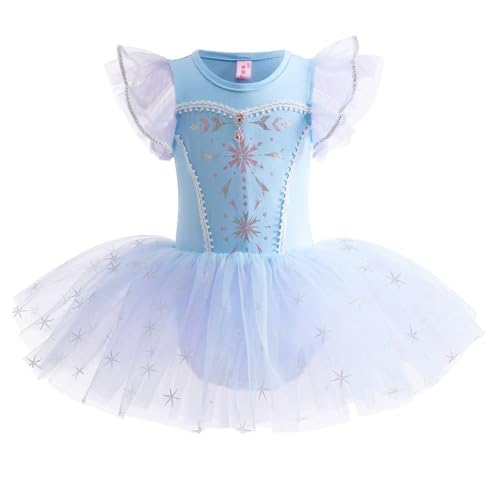 AruMinna Kleinkind Mädchen Prinzessin Ballerina Tutu Kleid Rapunzel Sofia Schneewittchen Frozen Elsa Verkleidung Karneval Halloween Kostüm (Elsa 002, 12-18 Monate) von AruMinna