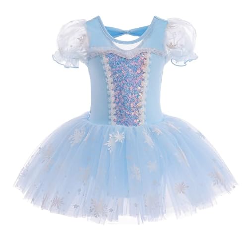 AruMinna Kleinkind Mädchen Prinzessin Ballerina Tutu Kleid Rapunzel Sofia Schneewittchen Frozen Elsa Verkleidung Karneval Halloween Kostüm (Elsa 003, 12-18 Monate) von AruMinna