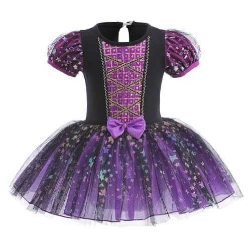 AruMinna Kleinkind Mädchen Prinzessin Ballerina Tutu Kleid Rapunzel Sofia Schneewittchen Frozen Elsa Verkleidung Karneval Halloween Kostüm (Hexe (Lila), 18-24 Monate) von AruMinna