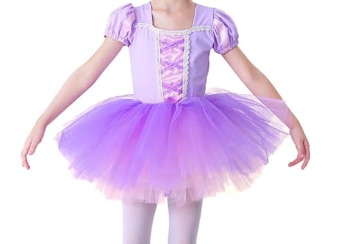 AruMinna Kleinkind Mädchen Prinzessin Ballerina Tutu Kleid Rapunzel Sofia Schneewittchen Frozen Elsa Verkleidung Karneval Halloween Kostüm (Lavendel, 2-3 Jahre) von AruMinna