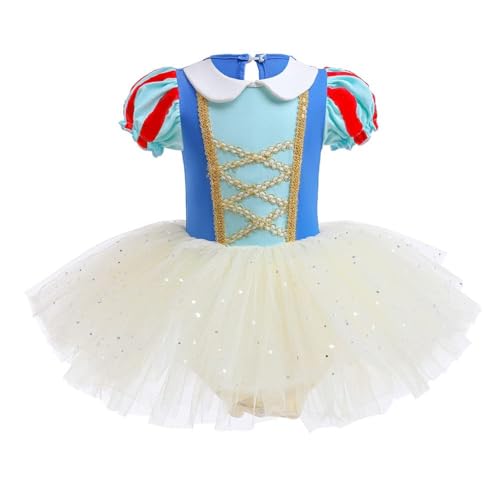 AruMinna Kleinkind Mädchen Prinzessin Ballerina Tutu Kleid Rapunzel Sofia Schneewittchen Frozen Elsa Verkleidung Karneval Halloween Kostüm (Schneeweiß 002, 4-5 Jahre) von AruMinna