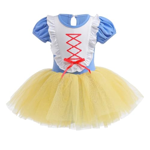 AruMinna Kleinkind Mädchen Prinzessin Ballerina Tutu Kleid Rapunzel Sofia Schneewittchen Frozen Elsa Verkleidung Karneval Halloween Kostüm (Schneeweiß 005, 5-6 Jahre) von AruMinna
