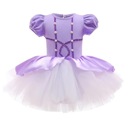 AruMinna Kleinkind Mädchen Prinzessin Ballerina Tutu Kleid Rapunzel Sofia Schneewittchen Frozen Elsa Verkleidung Karneval Halloween Kostüm (Sofia, 18-24 Monate) von AruMinna