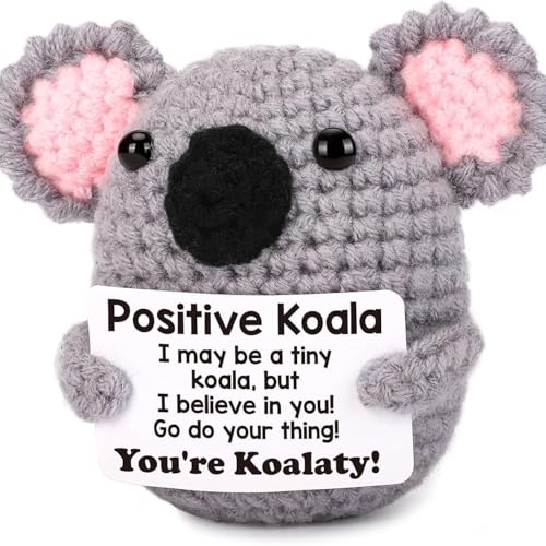 Aruigu Glücksbringer Bär Pocket Hug Geschenk, Kreative gestrickte Bärenpuppe aus Wolle, Lustige Mutmacher Kinder Geschenk, Gute Besserung Geschenk, Einschulung Geschenk (Koala) von Aruigu