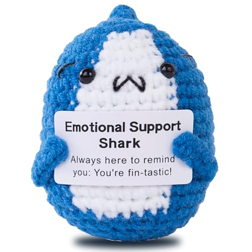 Aruigu Positives Häkelhai-Geschenk, gehäkeltes emotionales Unterstützungstier, einzigartiges Geburtstagsgeschenk für Hai-Liebhaber, Freunde, Frauen und Männer. (blau) von Aruigu