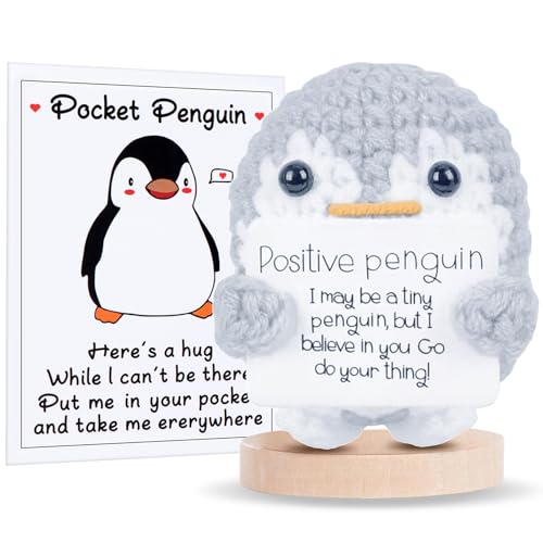 Aruigu Positive Penguin Geschenk,7CM Mini Geschenke Pinguine mit Karte Positiver Pinguin,Geduldsfaden Geschenk,Kleines Kuscheltier Glücksbringer,Pinguin Spielzeug für Freunde Ermutigung Dekoration von Aruigu