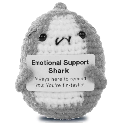 Aruigu Positives Häkelhai-Geschenk, gehäkeltes emotionales Unterstützungstier, einzigartiges Geburtstagsgeschenk für Hai-Liebhaber, Freunde, Frauen und Männer. (grau) von Aruigu