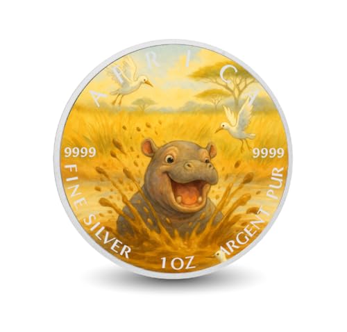 Arverni Mint Happy Hippo Splash - Giggles on The Savannah 1oz 9999 Silver Coloured Coin Arverni Mint Happy Hippo Splash - Giggles on The Savannah 1oz 9999 Silver Coloured Coin von Arverni Mint