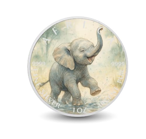 Arverni Mint Raindrop Romp - Little Elephant's Delight 1oz 9999 Silver Coloured Coin Arverni Mint Raindrop Romp - Little Elephant's Delight 1oz 9999 Silver Coloured Coin von Arverni Mint
