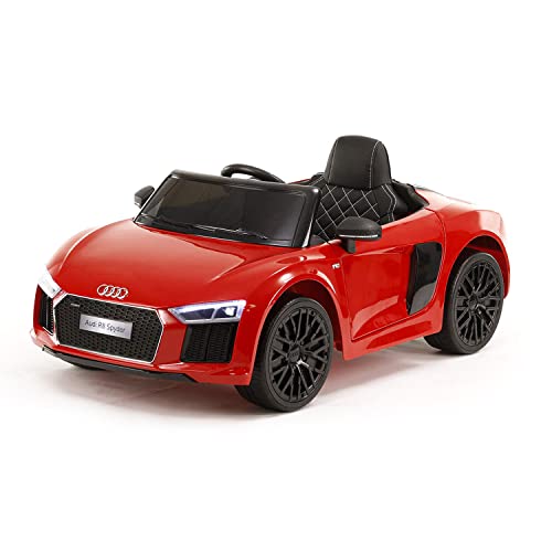 AsVIVA Kinder Elektroauto Audi R8 Spyder Coupe (70 Watt Motor), Lizenziert, Eva Vollgummireifen, LED Vorder- und Rücklicht, Elektroauto für Kinder ab 3 Jahre, rot von AsVIVA