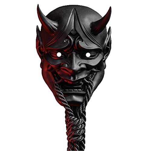 Asarly Samurai Oni Maske, Halloween Prajna Maske, Anime Demon Gesichtsabdeckung Halloween Ghostface Maske Japanische Cosplay Gummi Kopfabdeckung Bühnenleistung Requisiten von Asarly