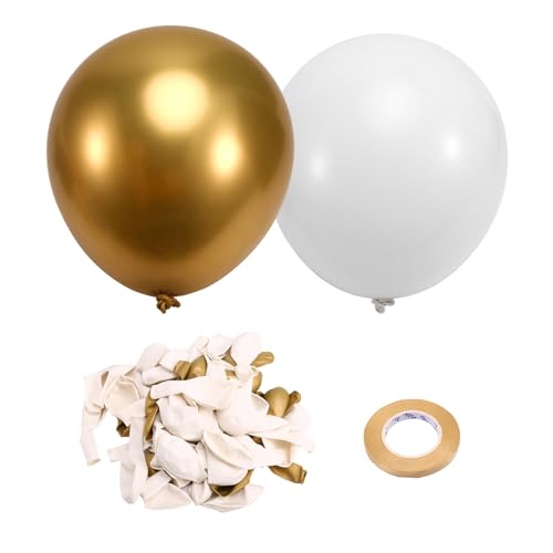 Ascitndy Weiße und Goldene Latexballons, 67 Stück 12 Große Metallisch-Goldene und Weiße Ballons zum Zusammensein für Geburtstage, Schulabschlüsse und Hochzeiten Ascitndy Weiße und Goldene Latexballons, 67 Stück 12 Große Metallisch-Goldene und Weiße Ballons zum Zusammensein für Geburtstage, Schulabschlüsse und Hochzeiten von Ascitndy