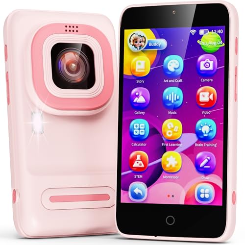 Ashfly Kinder Handy Smartphone–3,97 Zoll Kinderhandy Mit Doppelkamera, 8 GB Kinder Smartphone Mit über 200 STEM Lernspielen für Kinder ab 4 5 6 7 8 9 und 10 Jahren, Geschenk für Mädchen und Jungen von Ashfly