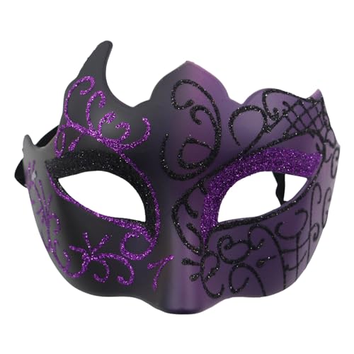 Ashleyzj Venezianische Masken, Venezianischen Masquerade Maske Paar Maskerade Masken Venezianischen Maske für Halloween Karneval Party Kostüm Maske für Herren und Damen (Purple, One Size) von Ashleyzj