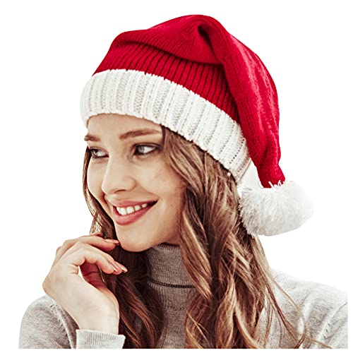 Ashleyzj Weihnachtsmütze Unisex Winter Gestrickte Häkel Mütze Gestrickte Weihnachtsmütze für Erwachsene Nikolausmütze Weihnachtsfeier Rot Weihnachtsmann (Red1, One Size) von Toolo