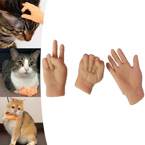 Mini-Hände für Katzen, winzige Hände für Katzen, Mini-menschliche Hände, Katzen-Mini-Hände, Fingerpuppen, universell für Katzen und Hunde (1 Set) von Ashopfun