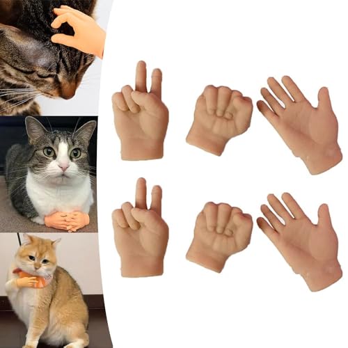 Mini-Hände für Katzen, winzige Hände für Katzen, Mini-menschliche Hände, Katzen-Mini-Hände, Fingerpuppen, universell für Katzen und Hunde (2er-Set) von Ashopfun