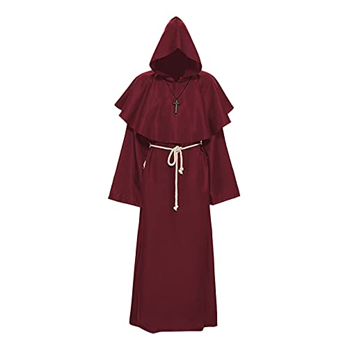 Halloween Mönch Kostüm Mönch Robe Kostüm Halloween Mönch Priester Gewand Kostüm mit Kapuze Mittelalterliche Kapuze Herren Mönchskutte 2023 Halloween Mönch Kostüm Priester Robe Mönch Robe Mönchskutte von Asija