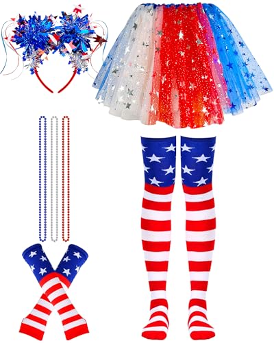 4. Juli Tutu Set für Mädchen Damen, Rot Weiß Blau Tutu Tüll Rock Unabhängigkeitstag Patriotisches Kostüm Halloween Cosplay Party 4. Juli Tutu Set für Mädchen Damen, Rot Weiß Blau Tutu Tüll Rock Unabhängigkeitstag Patriotisches Kostüm Halloween Cosplay Party von Asikkon
